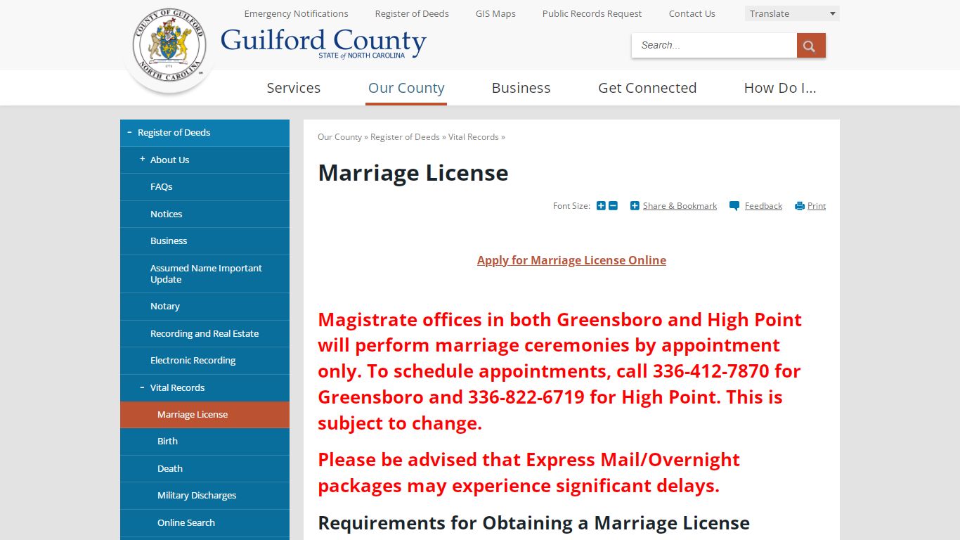 Marriage License | Guilford County, NC